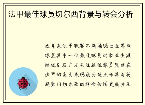 法甲最佳球员切尔西背景与转会分析